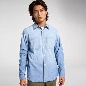 Alpine Design Men's Chambray Shirt Light Blue Denim Size XXL